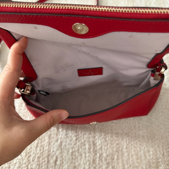 Kate Spade Red Leila Pebbled Leather Crossbody Bag - Picture 6 of 7